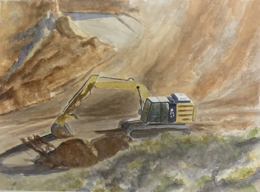 Digger 10x13 original watercolor