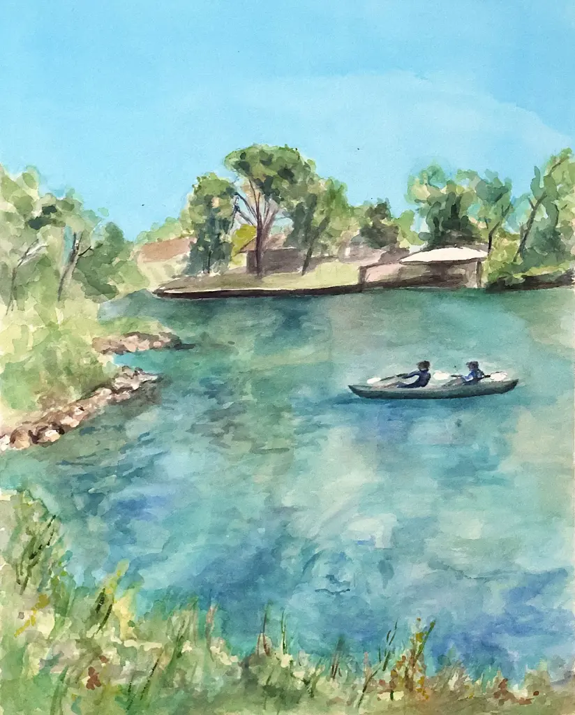 Kayaking on the River 8x10