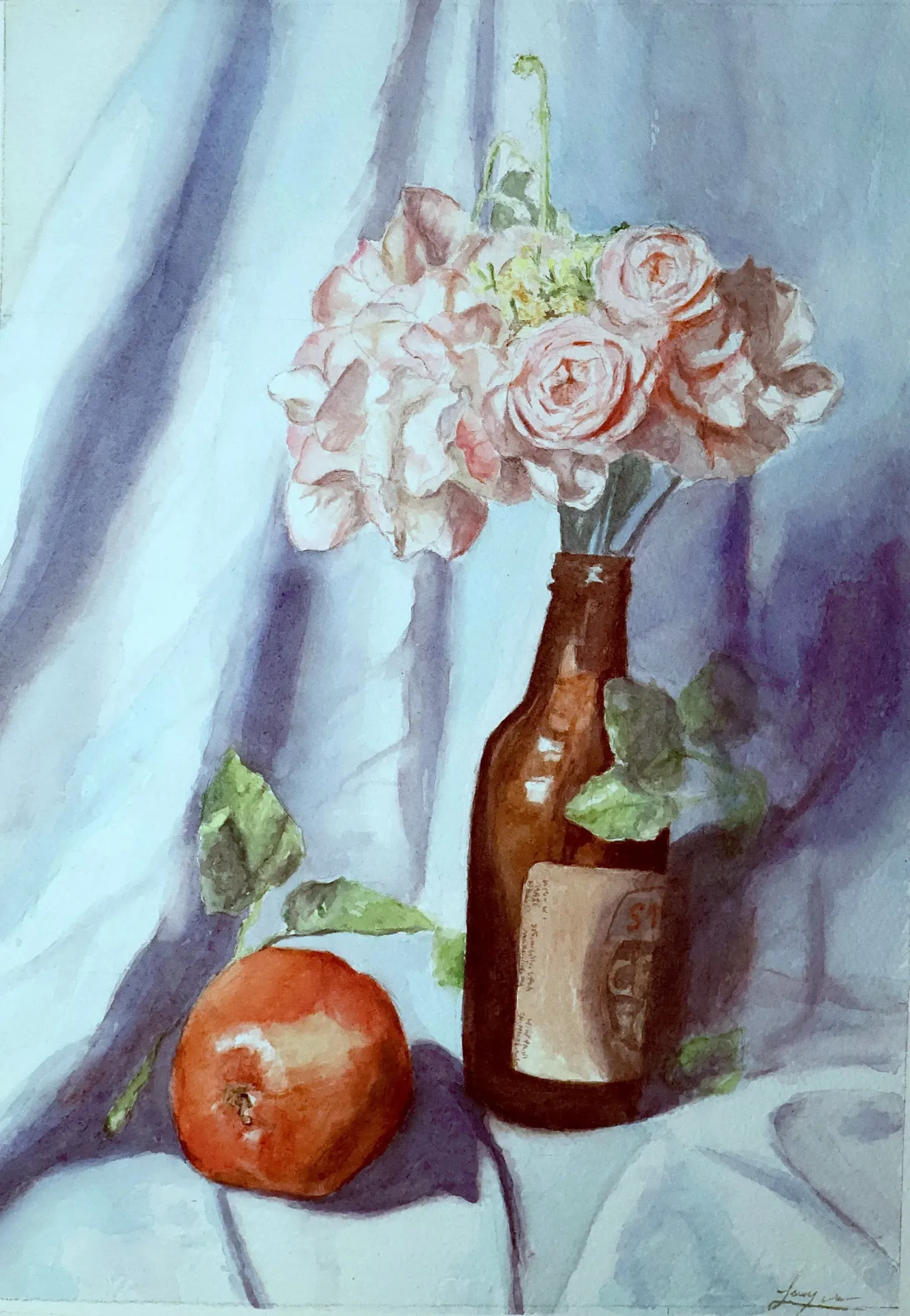 Pink Rose 10x13 Watercolor