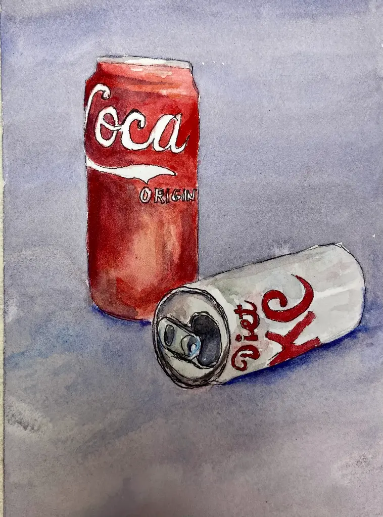 Cola Cans 5x8 watercolor original