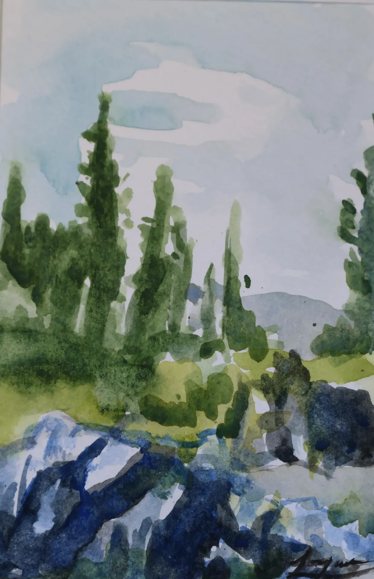 In The Mountains (Watercolor Sketch) 4x6