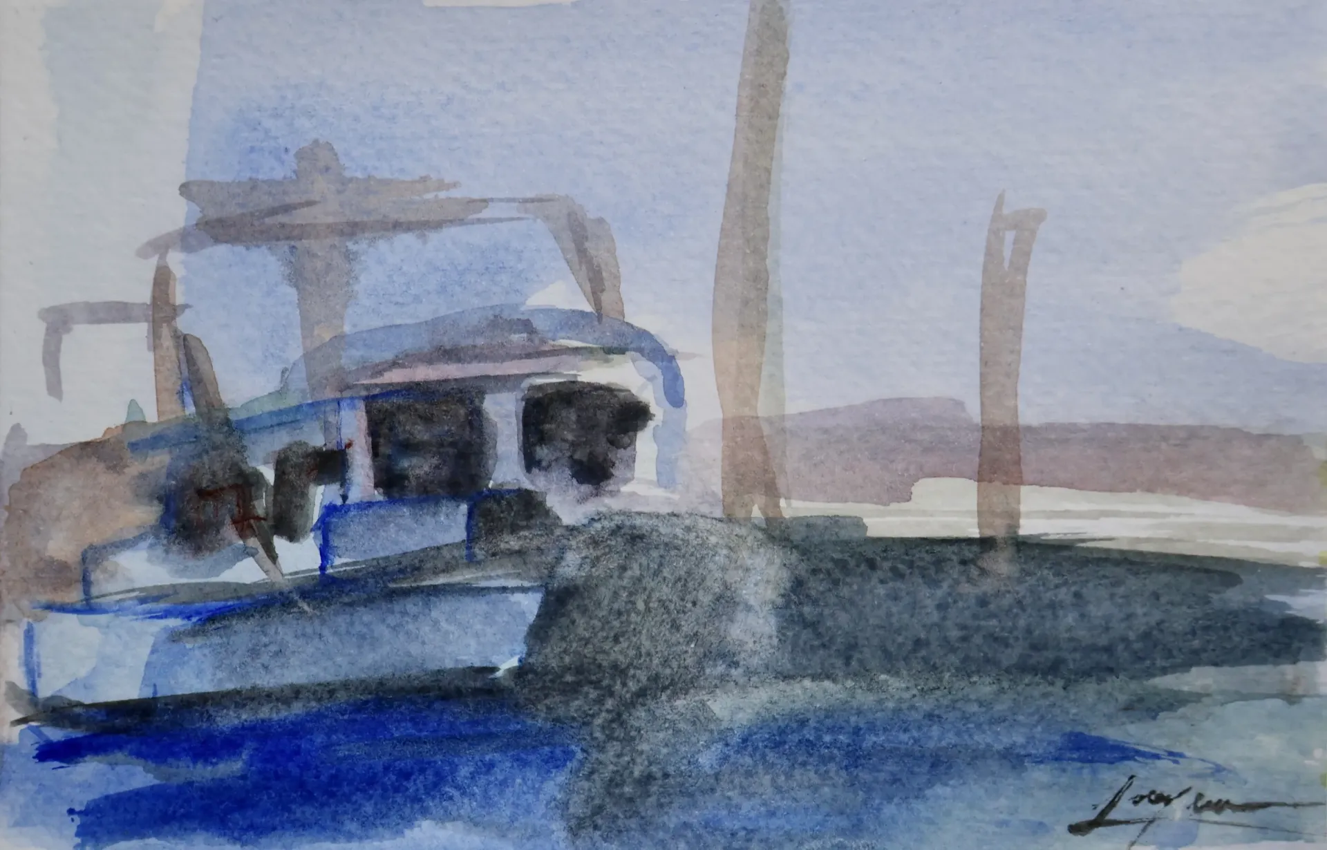 Petes Boat (Watercolor Sketch) 4x6