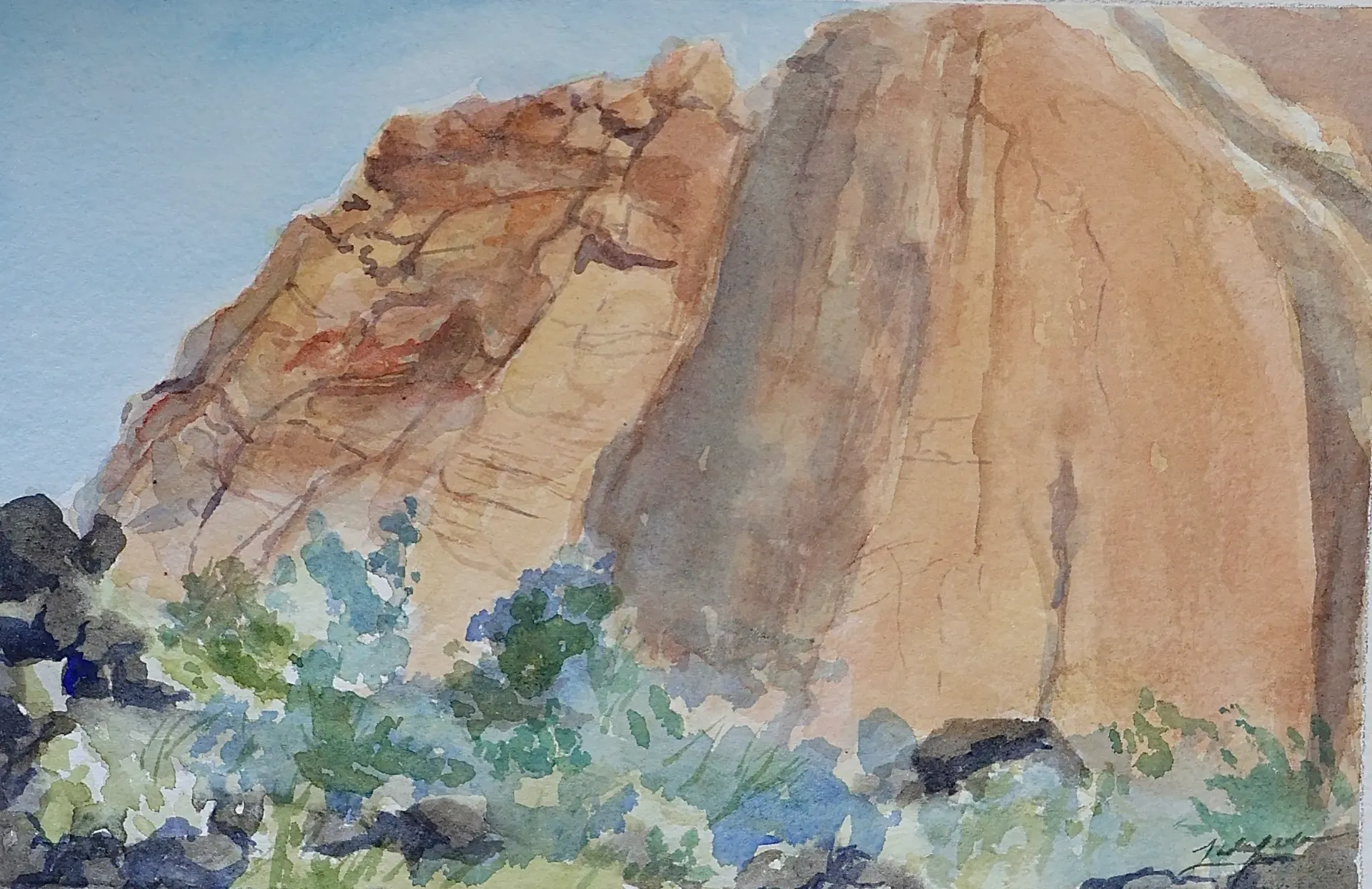 Yellow Knolls plein aire 6x9 Watercolor