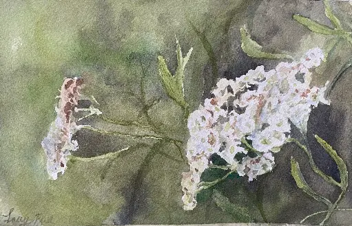 White Flower 5x8 original watercolor