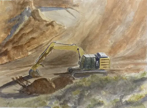 Digger 10x13 original watercolor